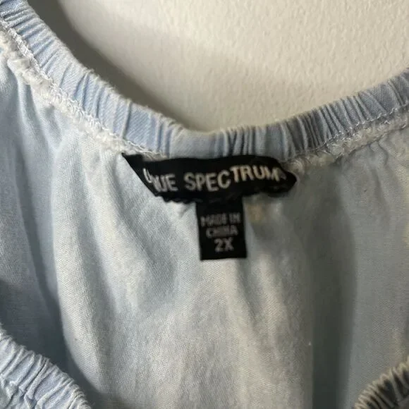 Unique Spectrum Top Womens 2X Plus Size Light Blue Lace Trim Boho Artsy - Picture 5 of 9